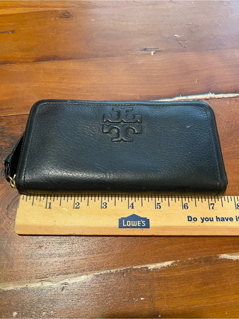 Tory Burch Thea Continental Black Leather Zip Wallet